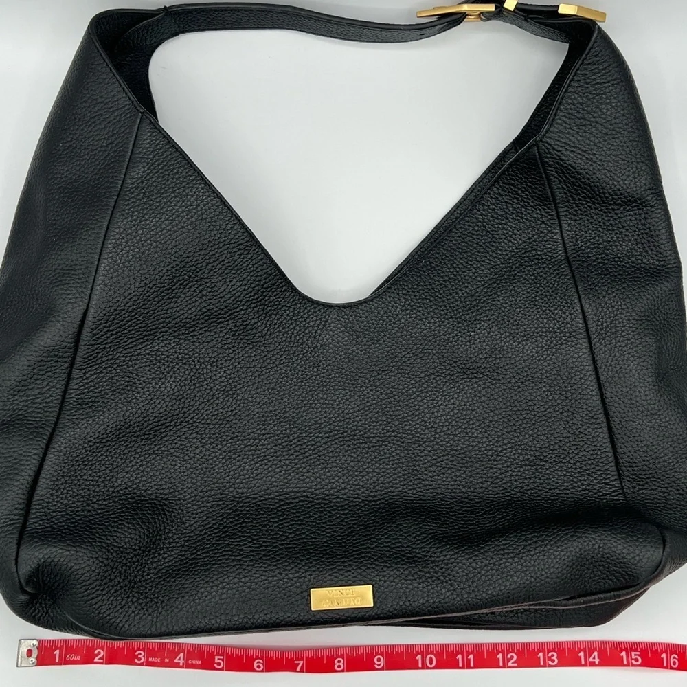 Vince Camuto Black Hobo Bag with Gold Accent